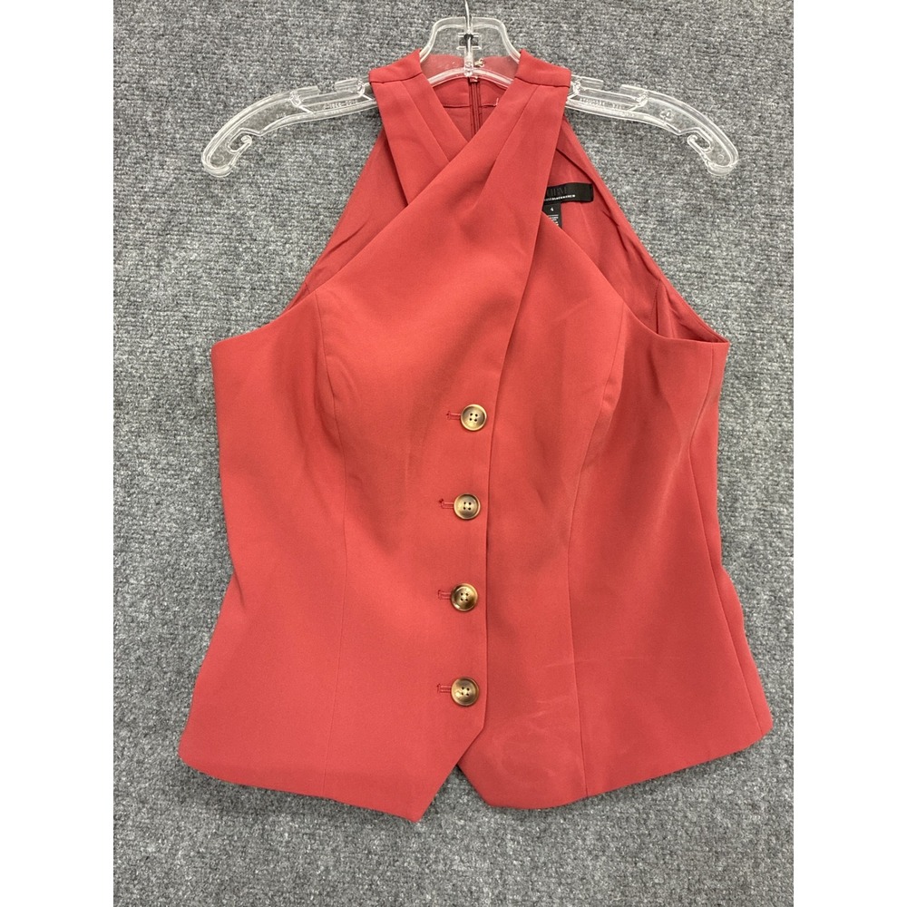 White House Black Market Sienna Cross Neck Vest Button Front Halter Top NWT